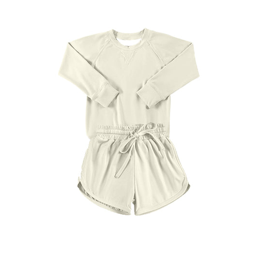 Preorder moq 5 Baby Girls Gray Long Sleeves Top Short Yoga Set