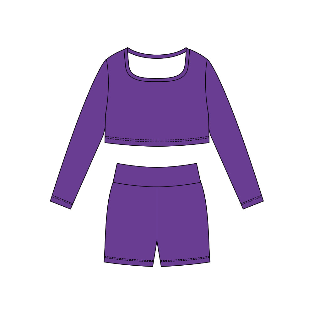 Baby Girls Purple Long Sleeve Shirts Top Shorts Yoga Clothes Sets Preorder