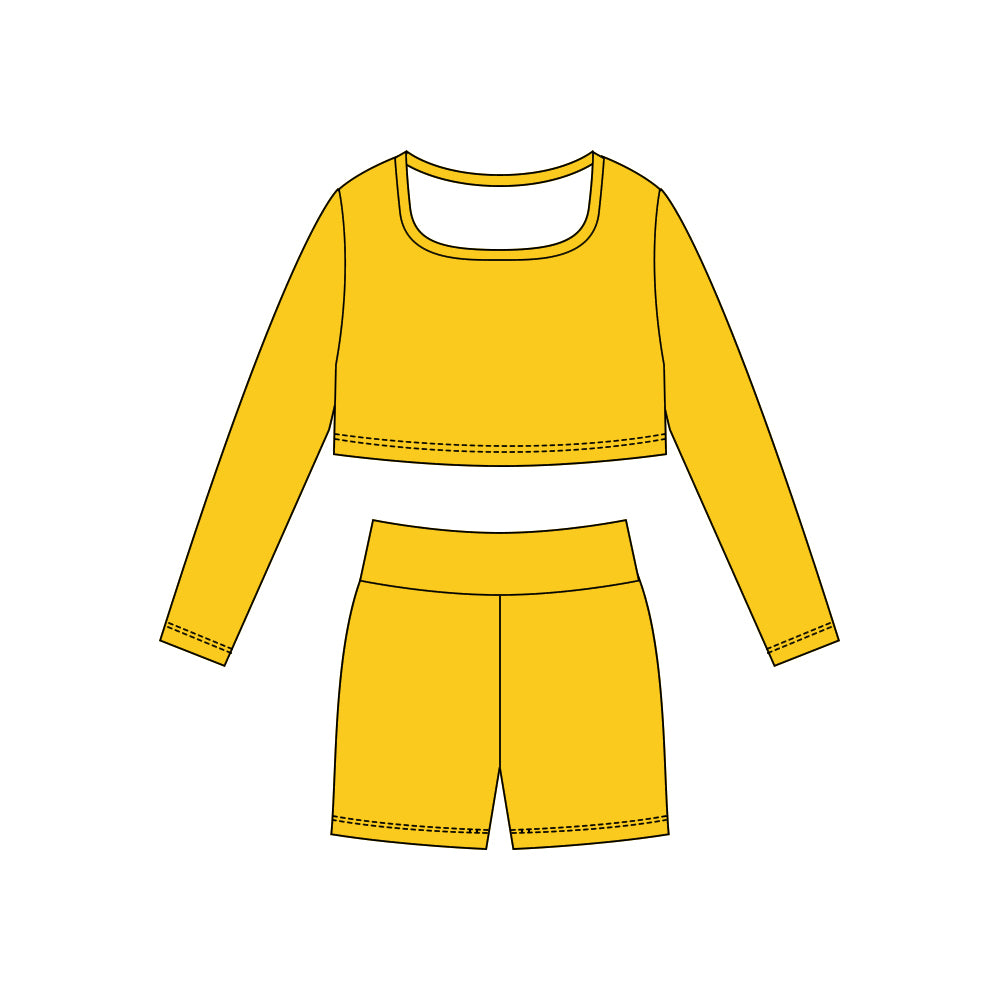 Baby Girls Yellow Long Sleeve Shirts Top Shorts Yoga Clothes Sets Preorder