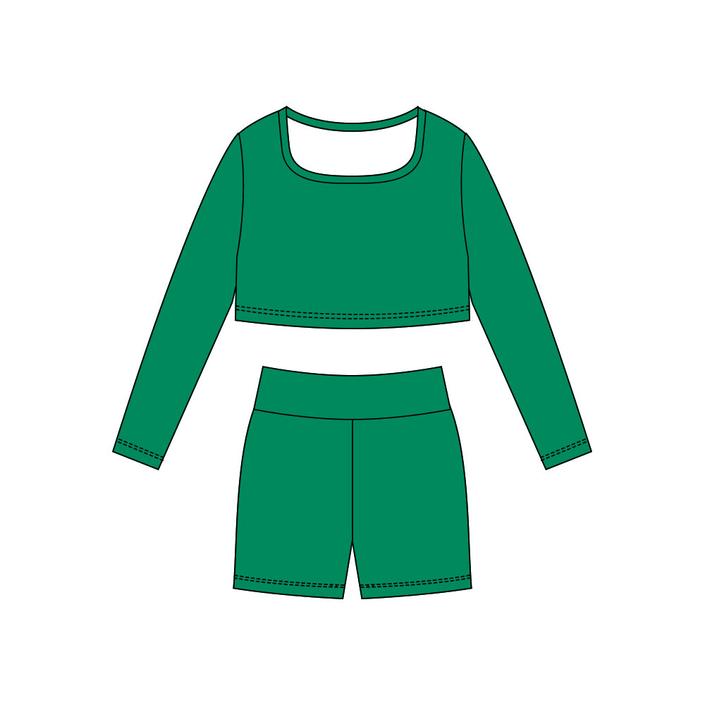 Baby Girls Green Long Sleeve Shirts Top Shorts Yoga Clothes Sets Preorder