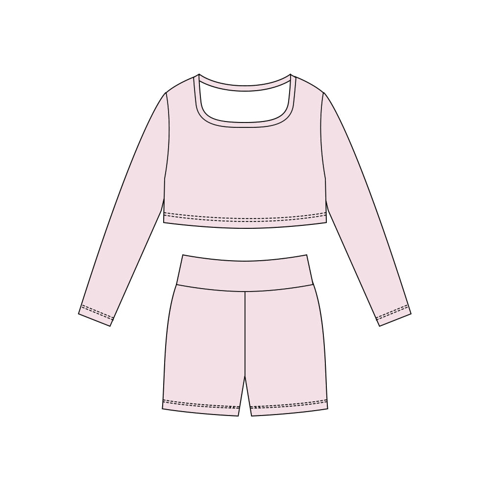 Baby Girls Light Pink Long Sleeve Shirts Top Shorts Yoga Clothes Sets Preorder