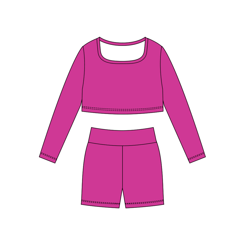 Baby Girls Hot Pink Long Sleeve Shirts Top Shorts Yoga Clothes Sets Preorder