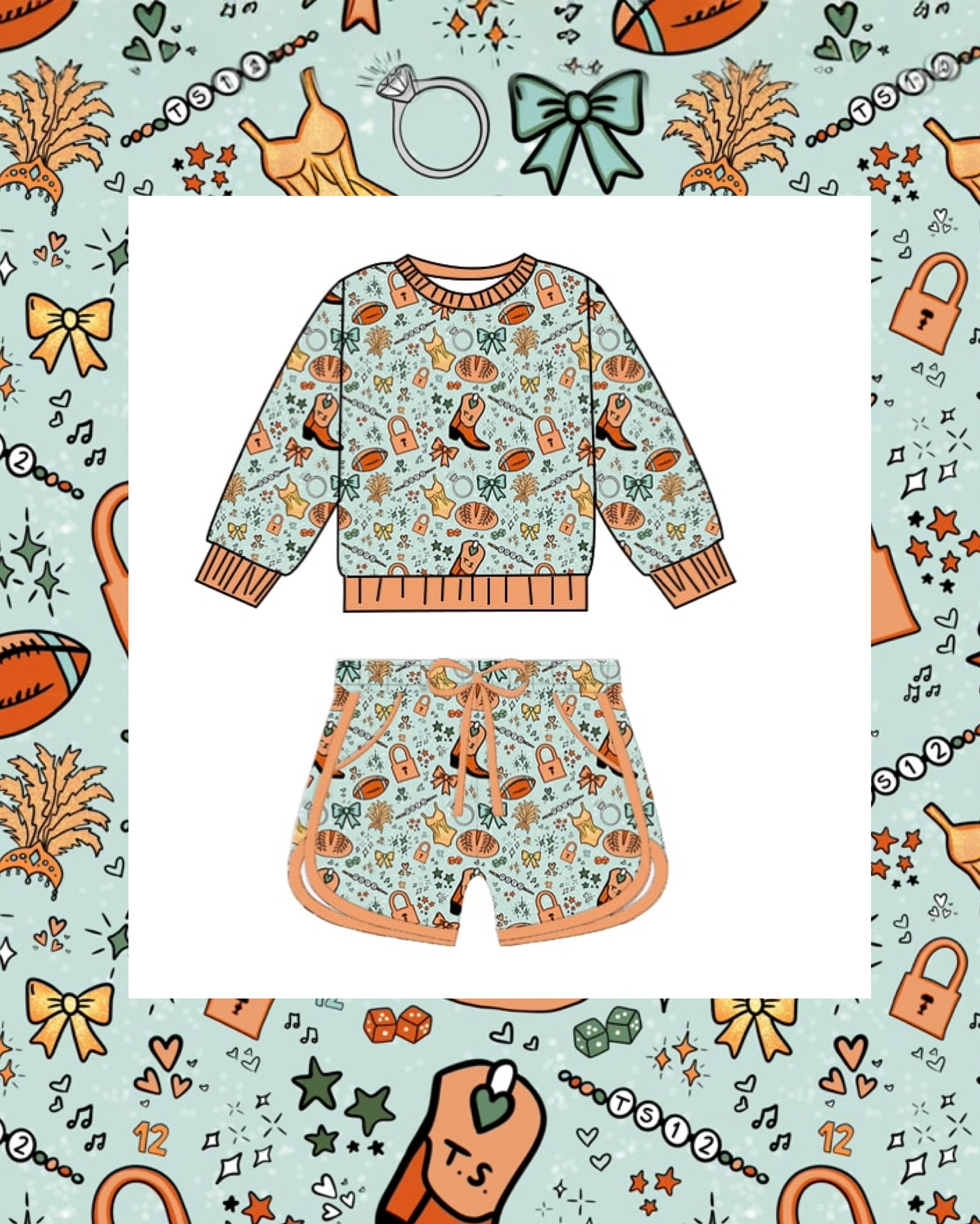 Baby Girls Boots Footballs Long Sleeve Top Pockets Shorts Team Clothes Sets Preorder