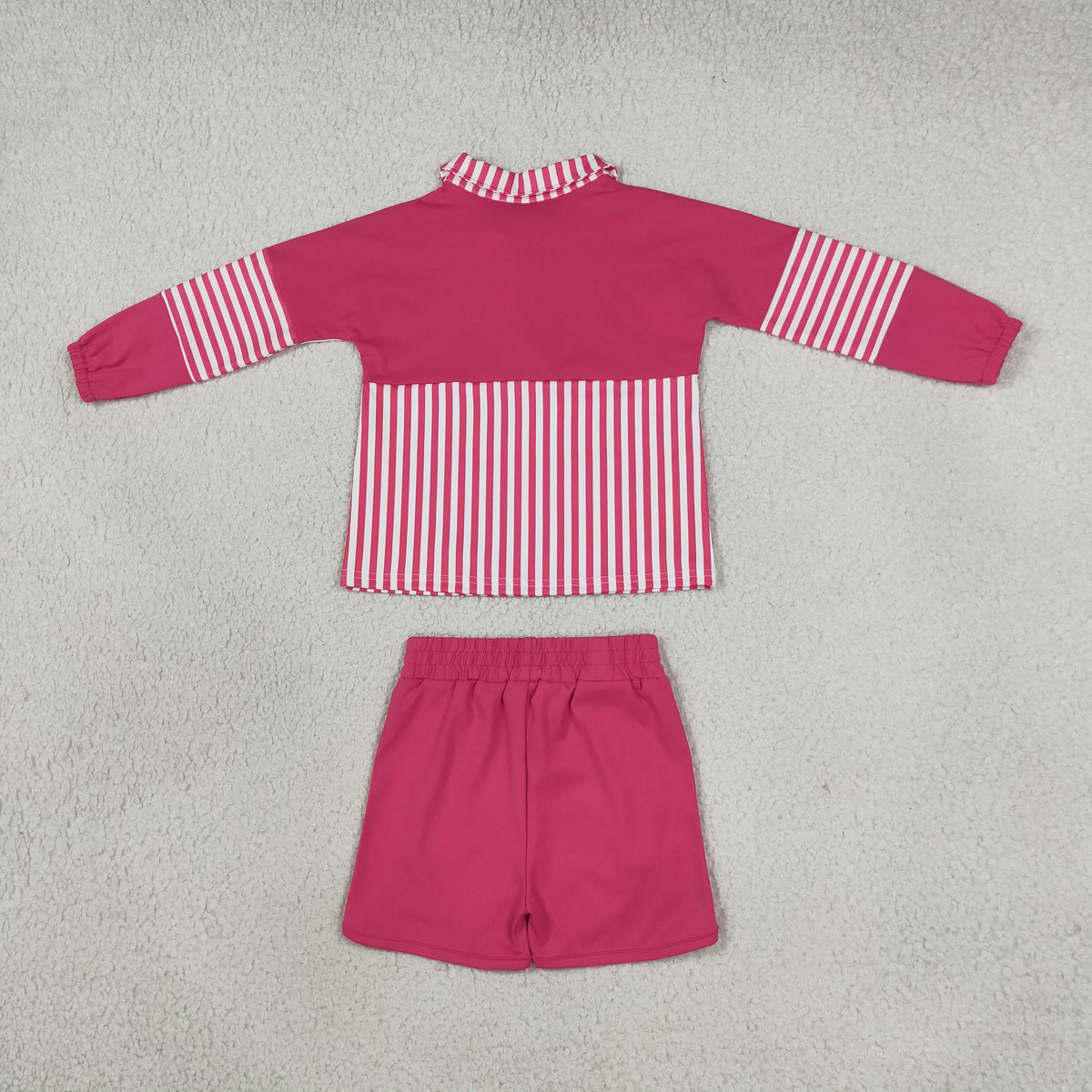 Baby Girls Pink Stripe Zip Pullovers Shorts Yoga Active Clothes Sets