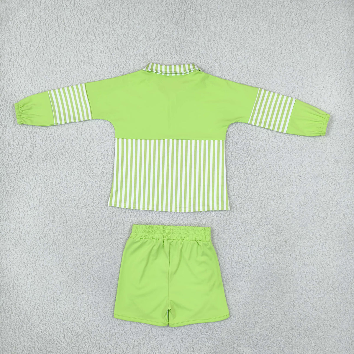 Baby Girls Green Stripe Zip Pullovers Shorts Yoga Active Clothes Sets