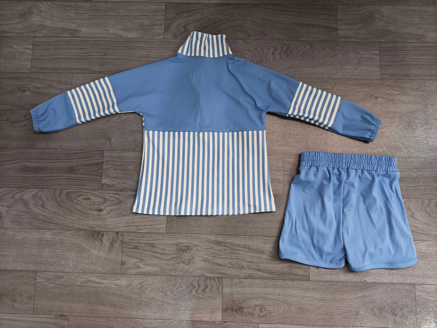 Baby Girls Hot Blue Stripe Zip Pullovers Shorts Yoga Active Clothes Sets Preorder