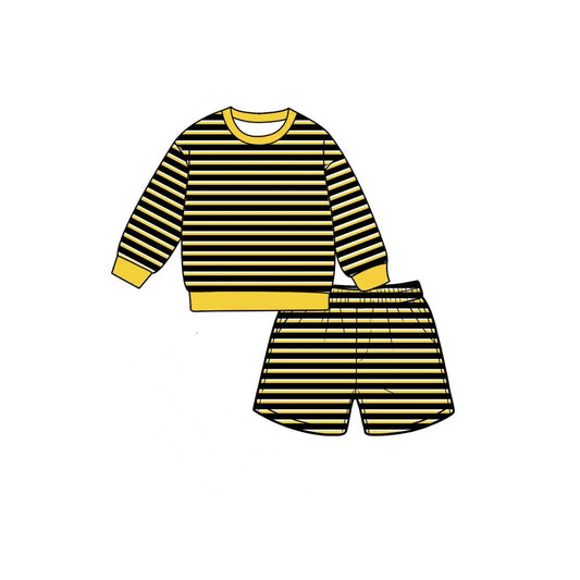 Preorder moq 5 Baby Girls Yellow Black Shirt Top Short Yoga Active Clothes Set