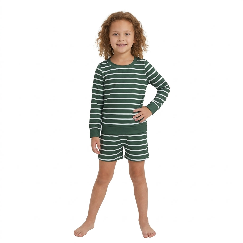 Baby Girls Green Long Sleeve Shirt Top Short Yoga Active Clothes Set