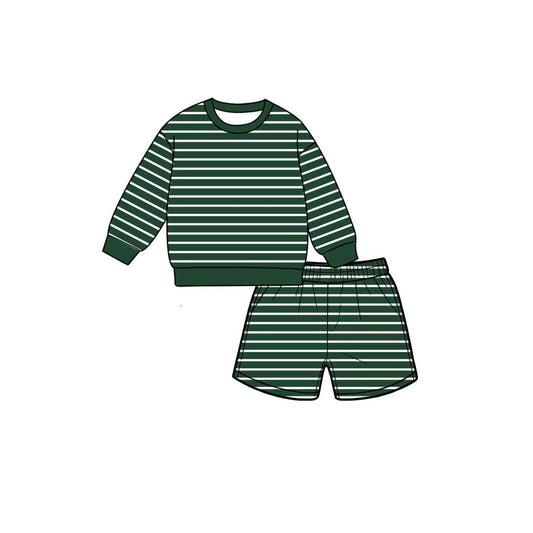 Preorder moq 5 Baby Girls Dark Green Shirt Top Short Yoga Active Clothes Set