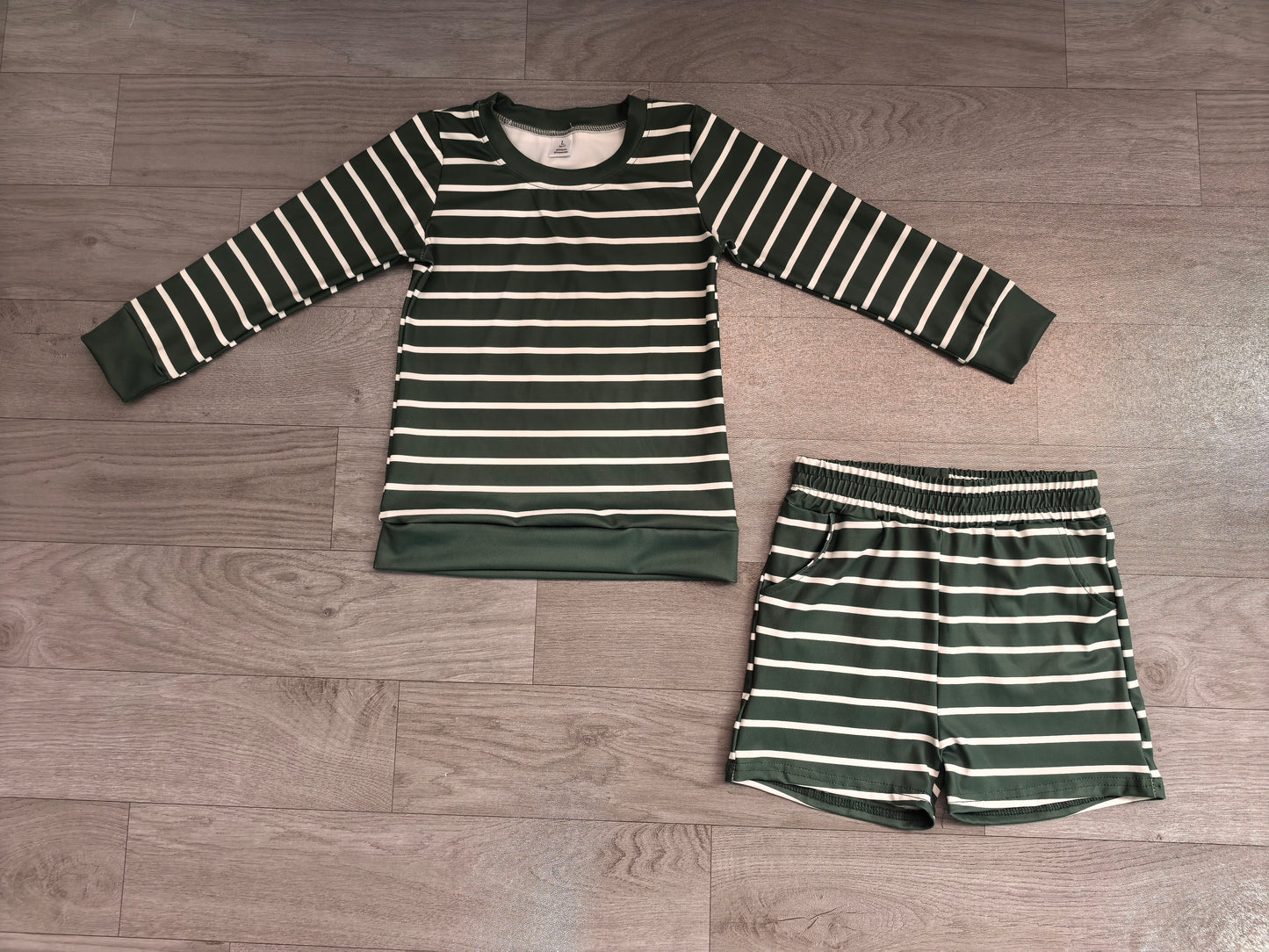 Baby Girls Dark Green Shirt Top Short Yoga Active Clothes Set Preorder