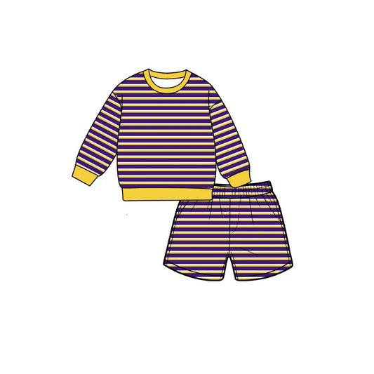 Preorder moq 5 Baby Girls Purple Yellow Shirt Top Short Yoga Active Clothes Set