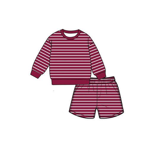 Preorder moq 5 Baby Girls Maroon Shirt Top Short Yoga Active Clothes Set