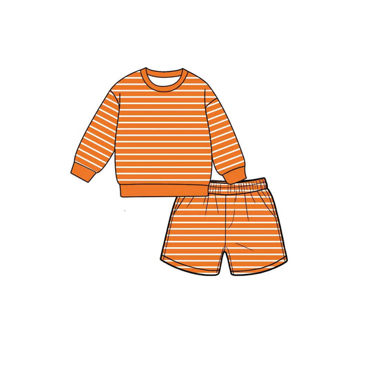 Preorder moq 5 Baby Girls Orange Shirt Top Short Yoga Active Clothes Set