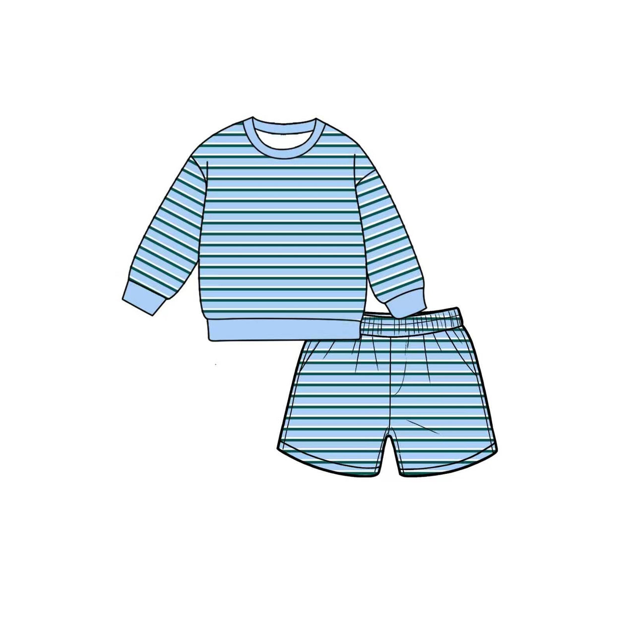 Preorder moq 5 Baby Girls Light Blue Shirt Top Short Yoga Active Clothes Set