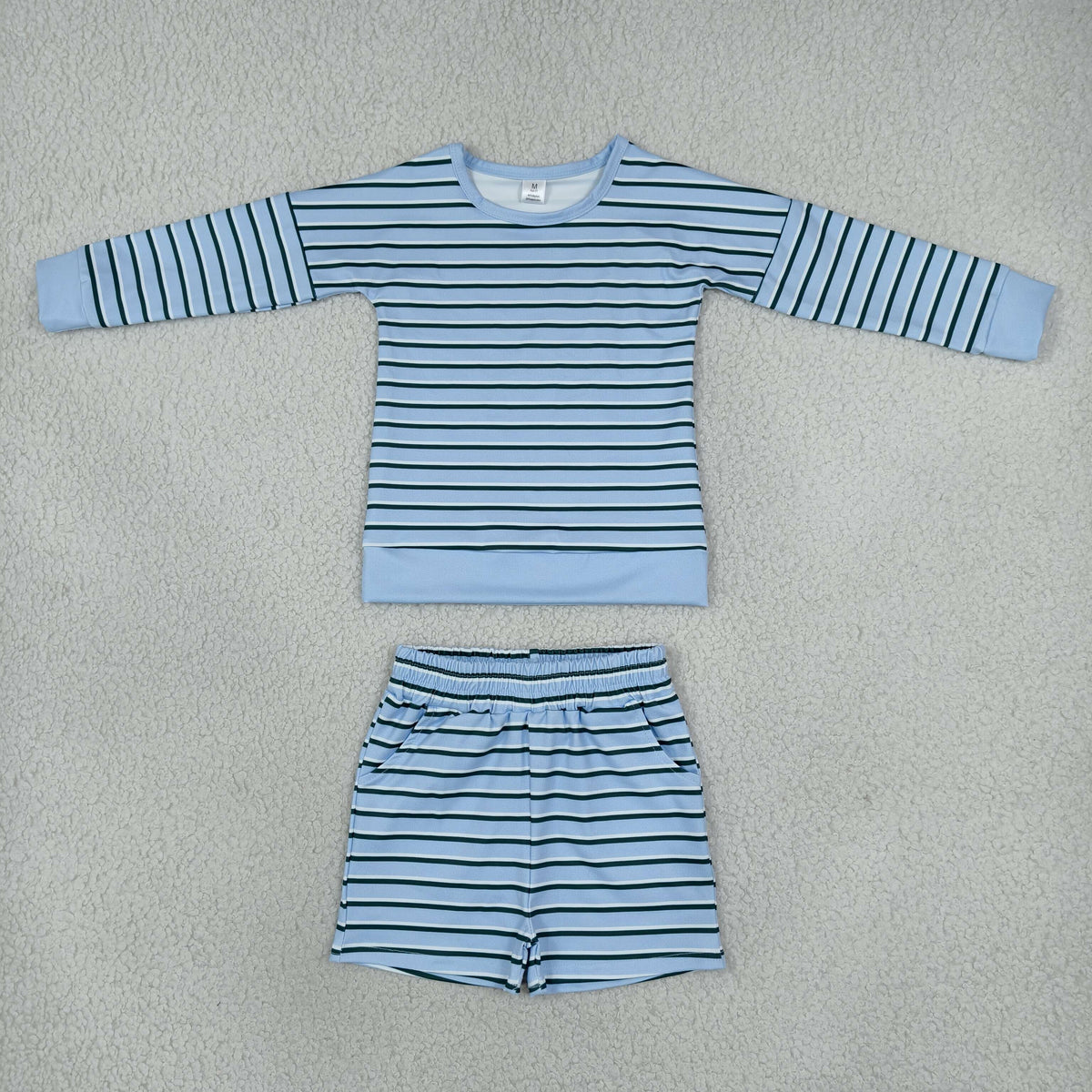 Baby Girls Light Blue Long Sleeve Top Pockets Short Yoga Active Clothes Set