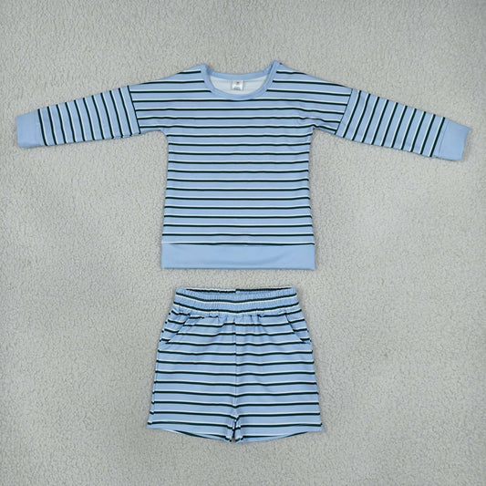 Baby Girls Light Blue Long Sleeve Top Pockets Short Yoga Active Clothes Set