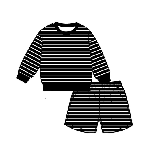 Preorder moq 5 Adult Women Black Stripe Shirt Top Short Yoga Active Clothes Set