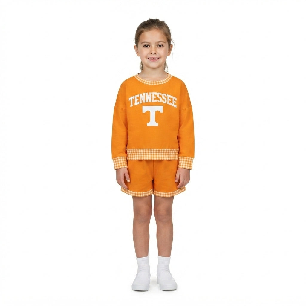 Baby Girls Vinyl Tennessee Long Sleeve Top Pockets Short Team Clothes Set