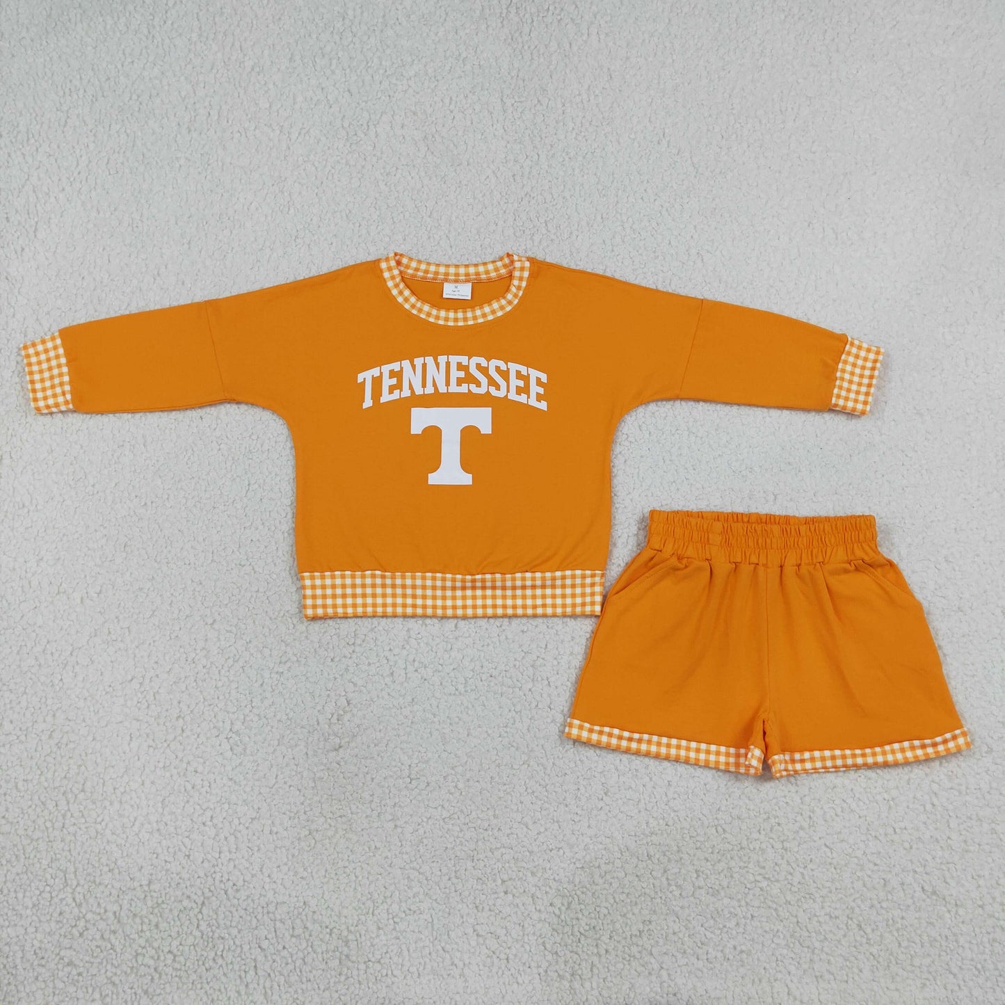 Baby Girls Vinyl Tennessee Long Sleeve Top Pockets Short Team Clothes Set