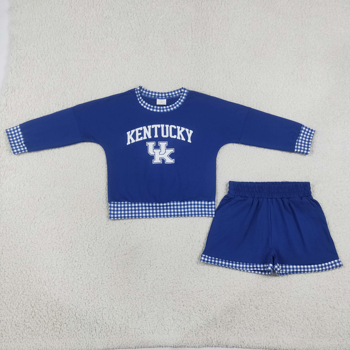 Baby Girls Vinyl Kentucky Long Sleeve Top Pockets Short Team Clothes Set