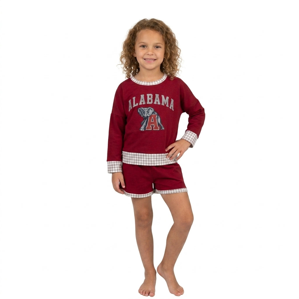 Baby Girls Vinyl Alabama Long Sleeve Top Short Team Clothes Sets