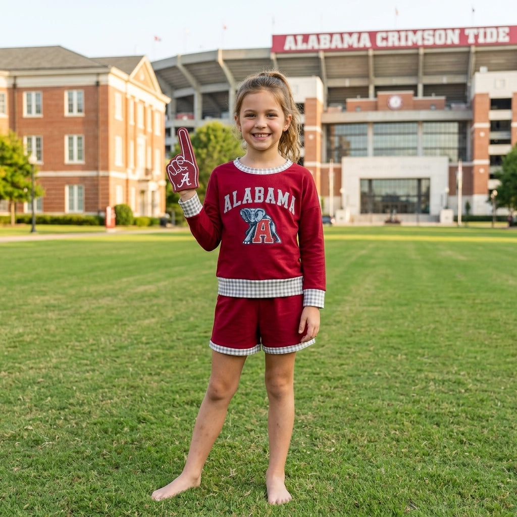 Baby Girls Vinyl Alabama Long Sleeve Top Short Team Clothes Sets