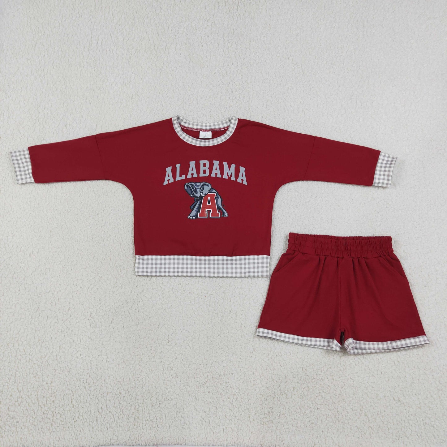 Baby Girls Vinyl Alabama Long Sleeve Top Short Team Clothes Sets