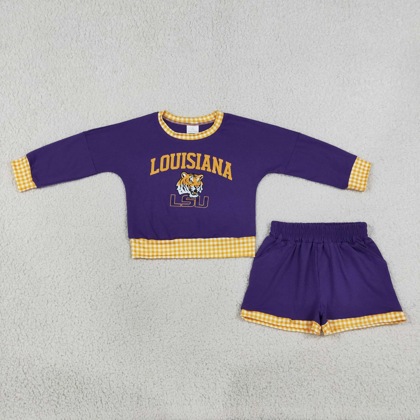 Baby Boys Vinyl Louisiana Long Sleeve Top Short Team Clothes Set