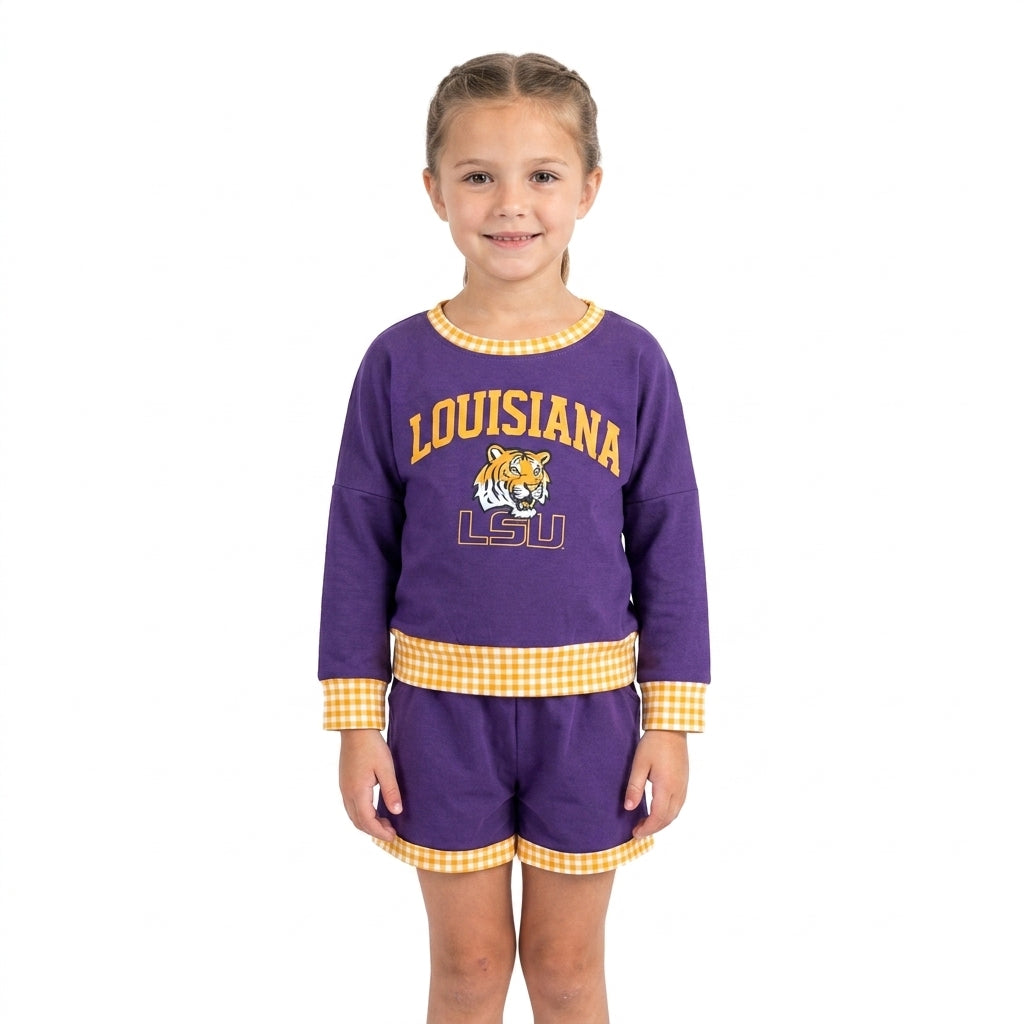 Baby Boys Vinyl Louisiana Long Sleeve Top Short Team Clothes Set
