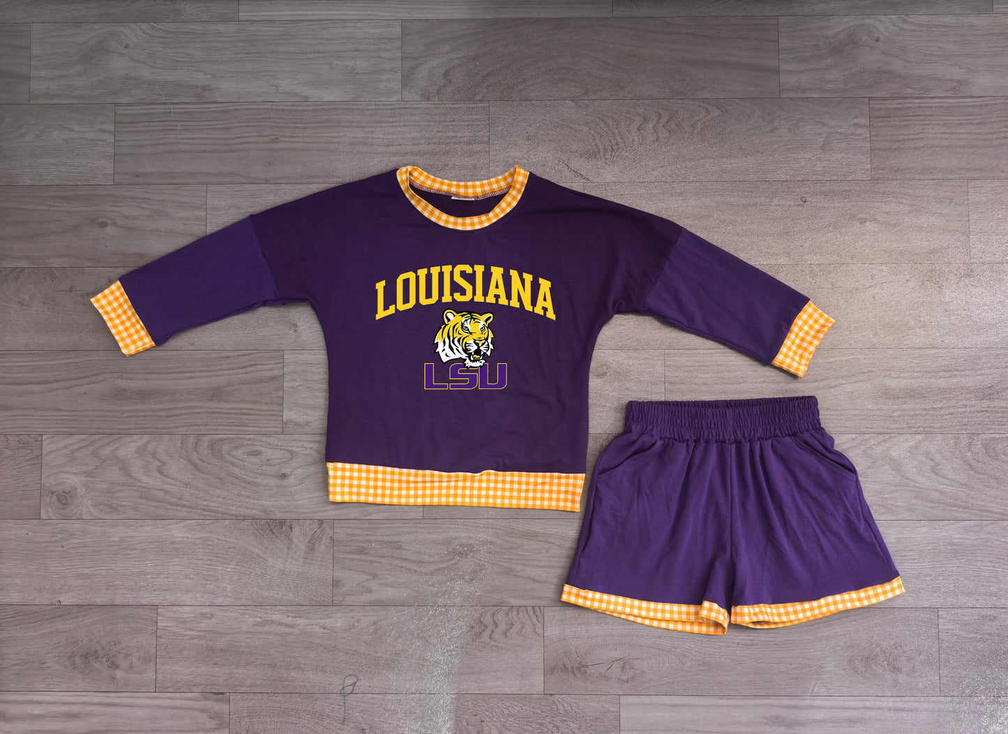 Baby Boys Vinyl Louisiana Long Sleeve Top Short Team Clothes Set Preorder