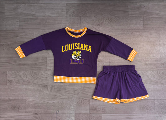 Baby Boys Vinyl Louisiana Long Sleeve Top Short Team Clothes Set Preorder