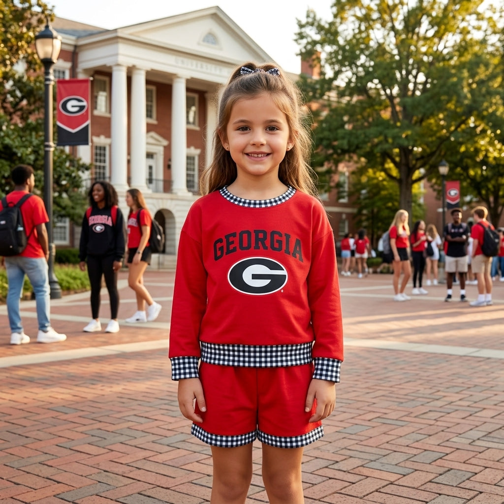 Baby Girls Vinyl Georgia Long Sleeve Top Pockets Short Team Clothes Set