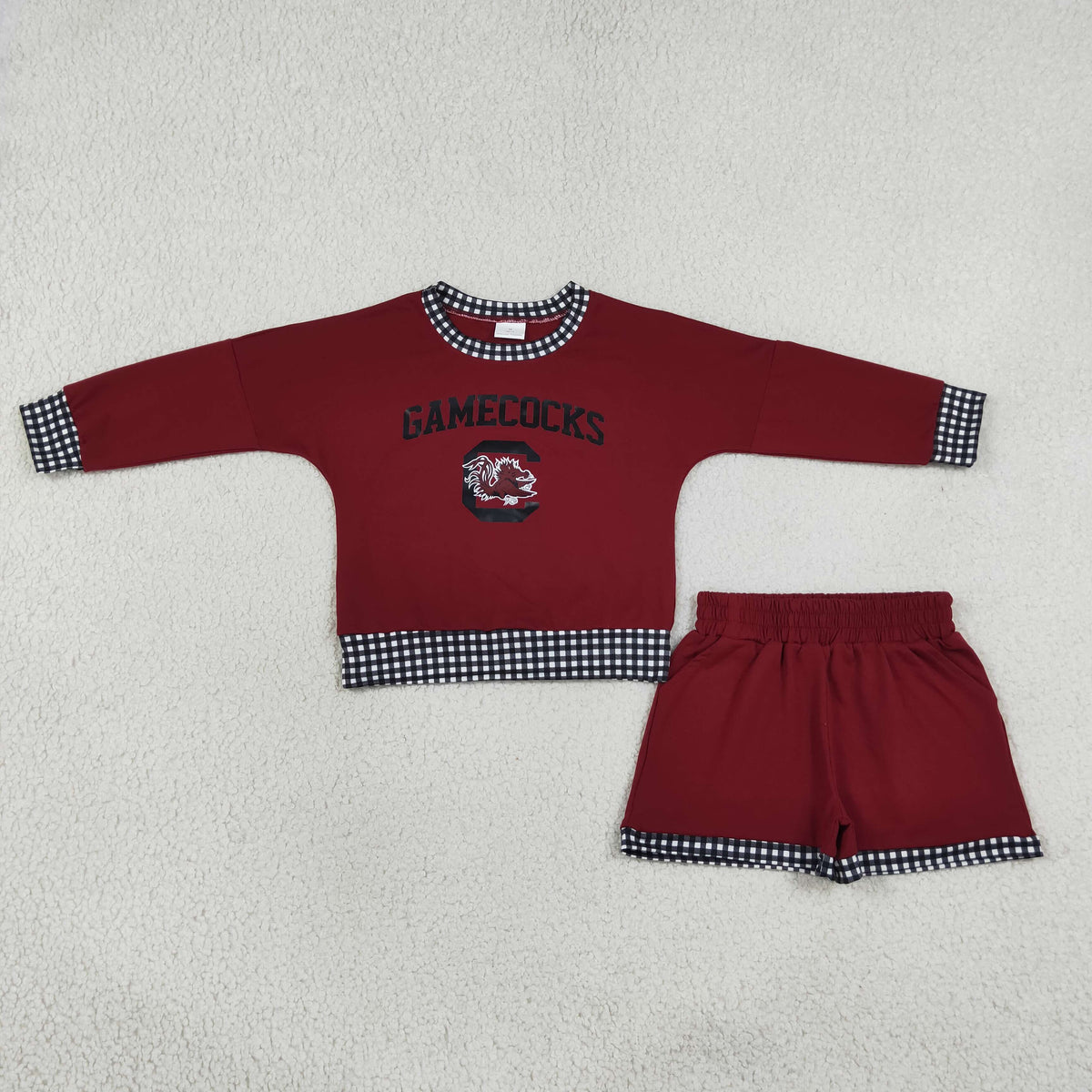 Baby Girls Vinyl Gamecocks Long Sleeve Top Pockets Short Team Clothes Set
