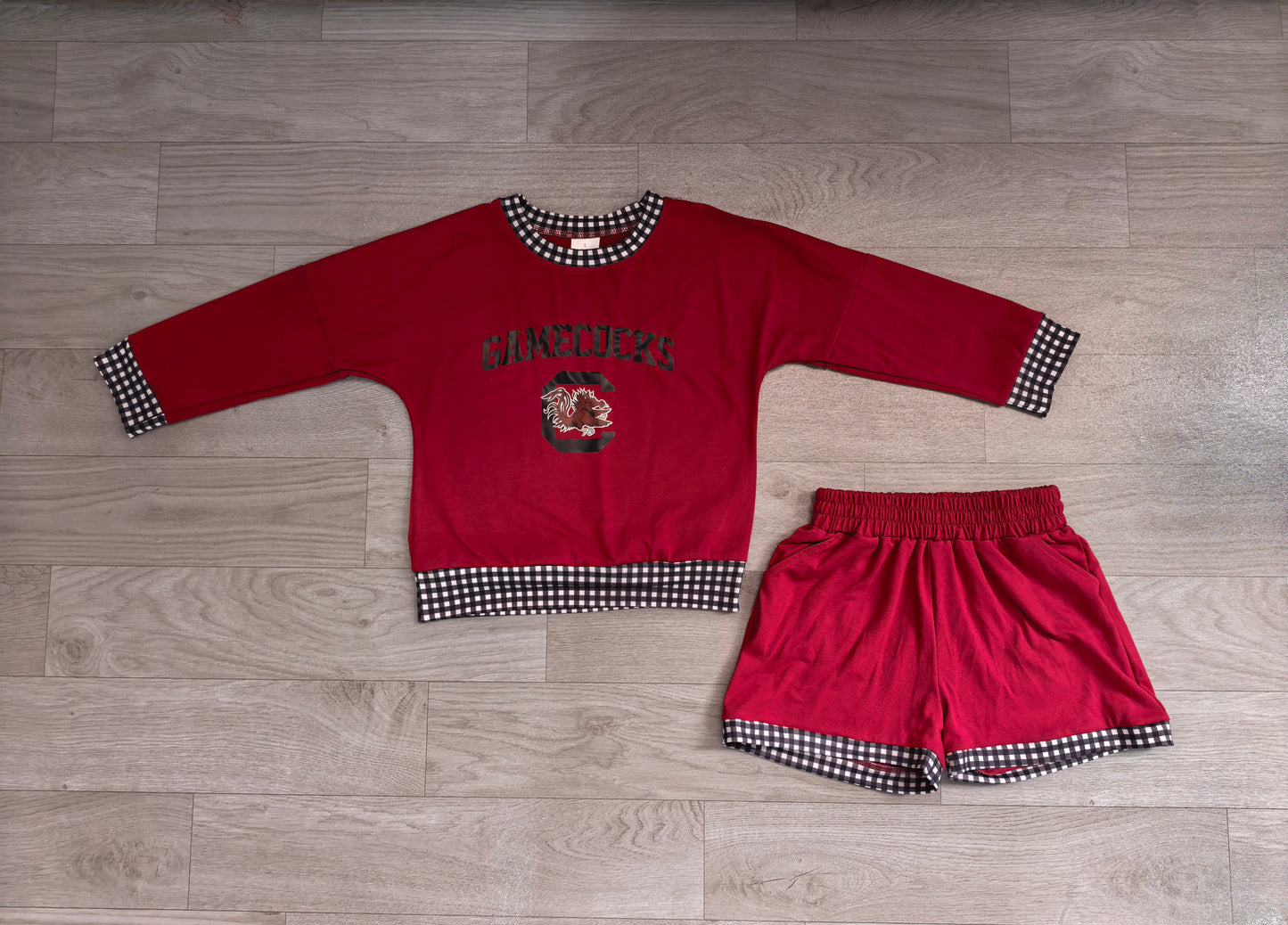 Baby Boys Vinyl Gamecocks Long Sleeve Top Short Team Clothes Set Preorder