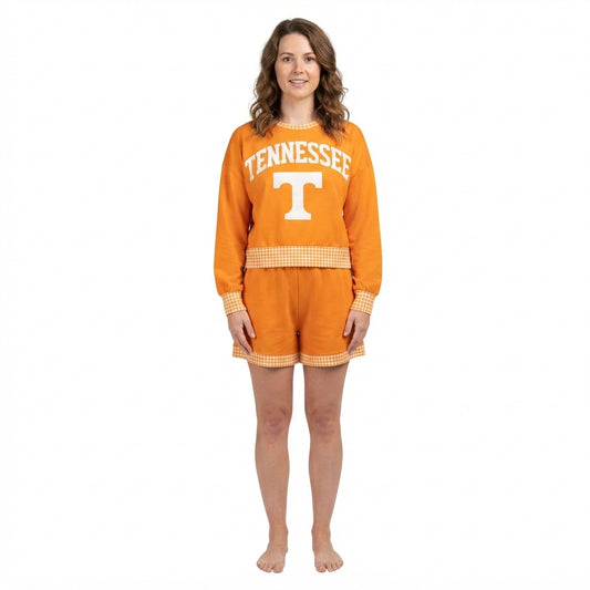 Adult Women Vinyl Tennessee Long Sleeve Top Pockets Short Team Clothes Set