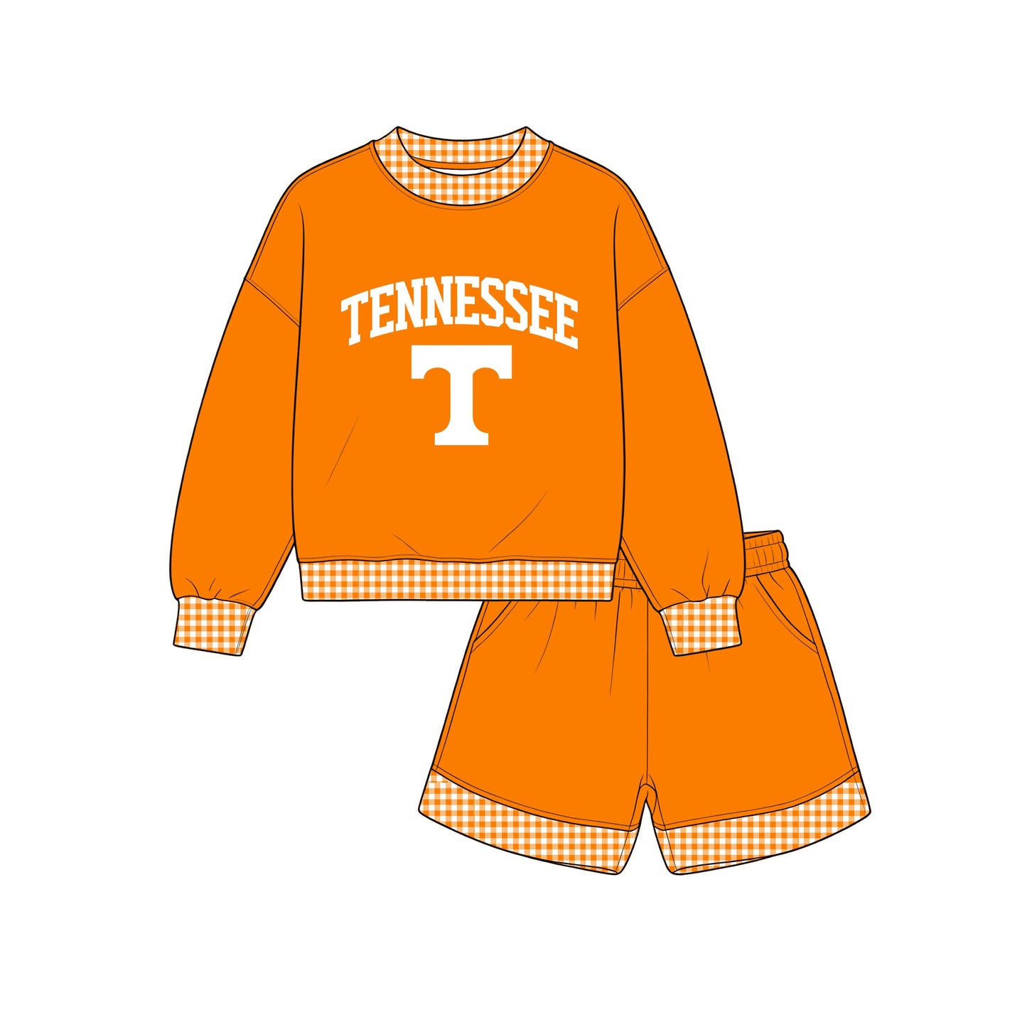 Preorder moq 5 Adult Women Tennessee Long Sleeve Top Short Team Clothes Set