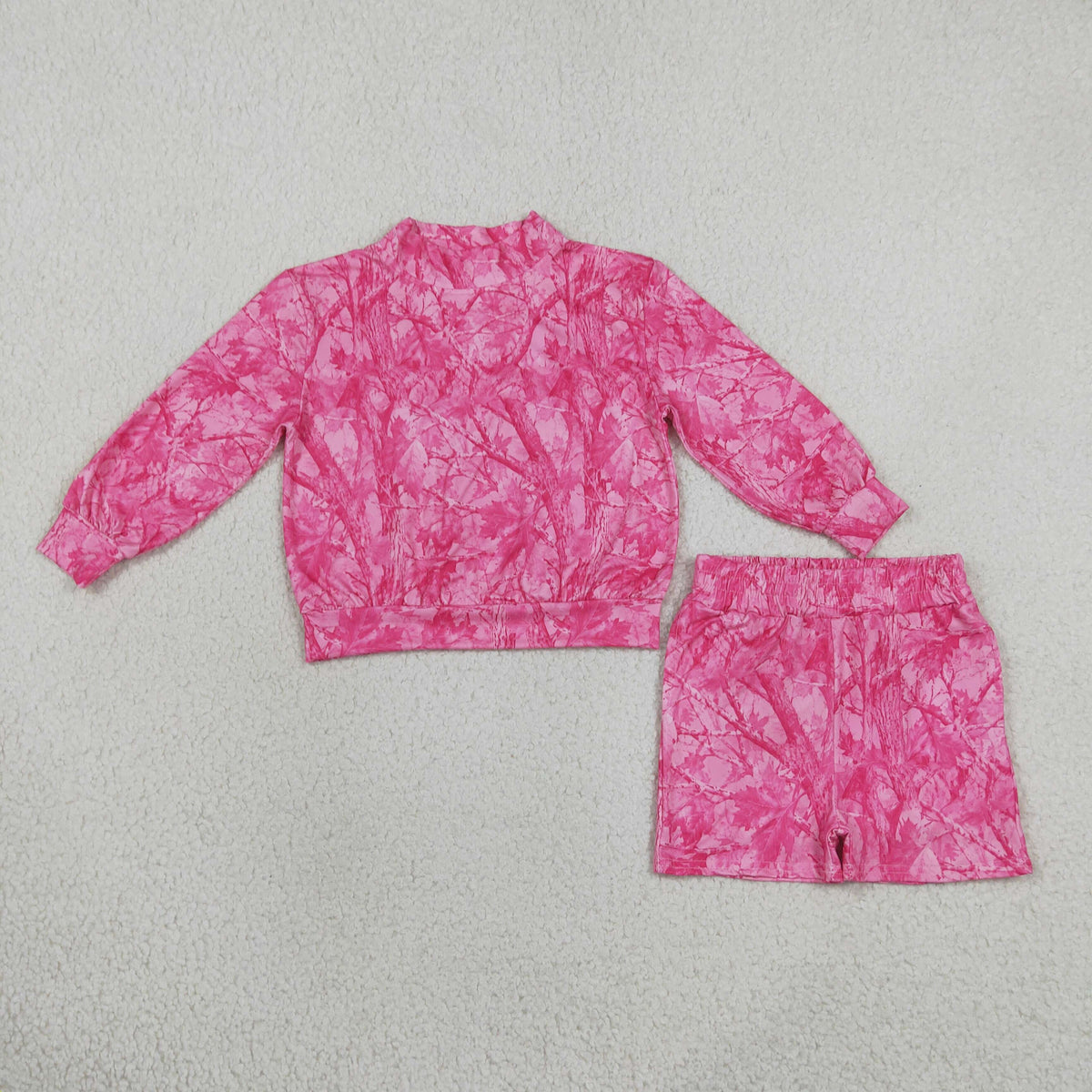 Mama and Me Sibling Pink Leaves Choker Tops Pants Shorts Clothes Sets Rompers