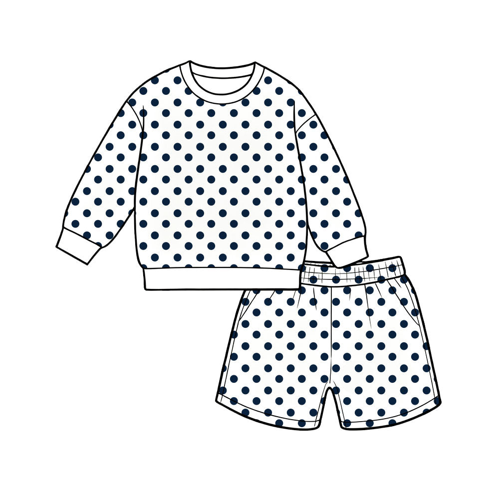 Preorder moq 5 Adult Women White Polka Dots Top Pockets Short Clothes Sets