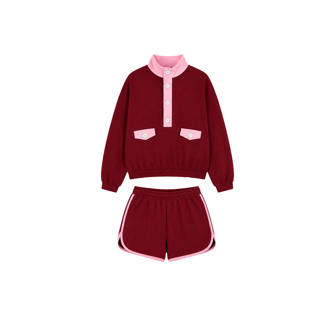 Preorder moq 5 Baby Girls Long Sleeve Pockets Button Pullover Short Clothes Set