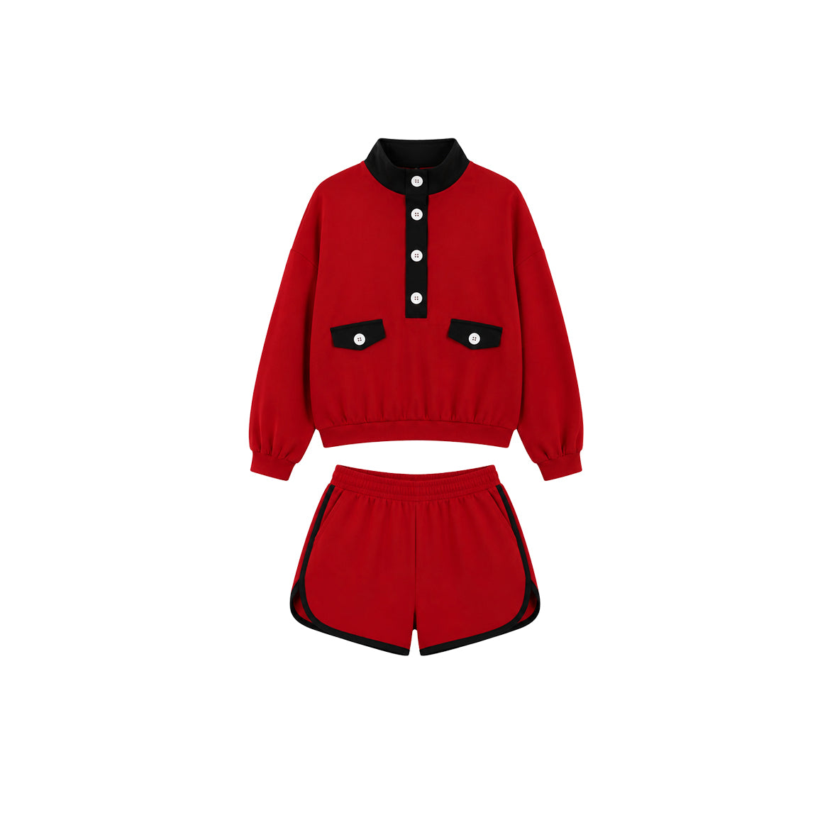 Preorder moq 5 Baby Girls Long Sleeve Pockets Button Pullover Short Clothes Set