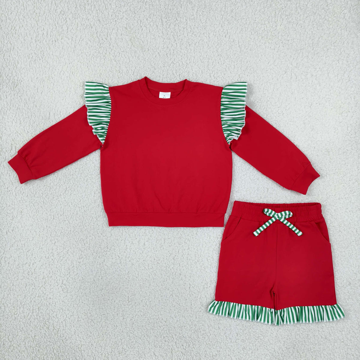 Sibling Baby Girls Long Flutter Sleeves Shirts Top Pockets Ruffle Shorts Pants Clothes Sets