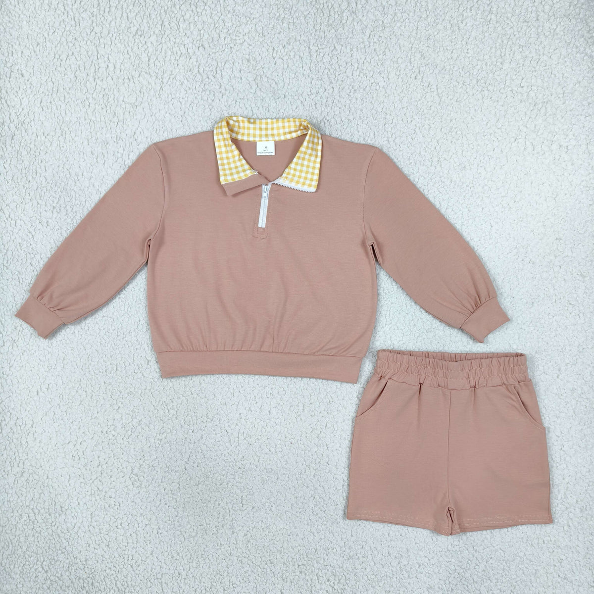 Sibling Baby Girls Long Sleeves Zip Pullovers Top Pockets Short Cotton Clothes Sets