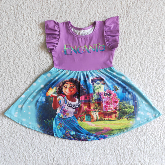 Baby Girls Purple Magic Flutter Sleeve Knee Length Dresses