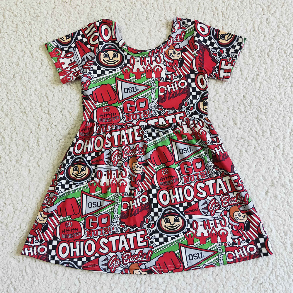 Sibling Baby Girls Boys OH Football Team Shirt Dress Sets