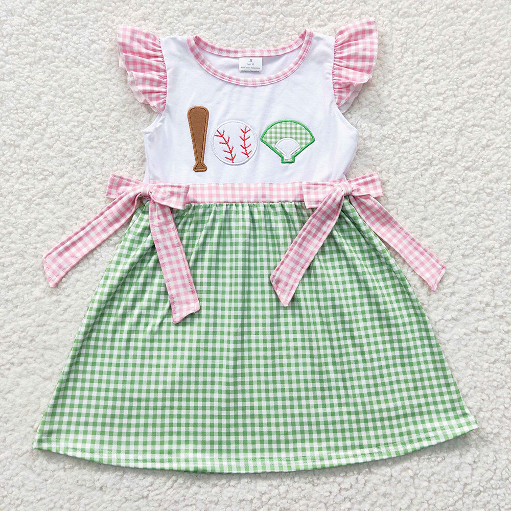 Sibling Boys Baby Girls Baseball Green Checkered Summer Outfits Suits