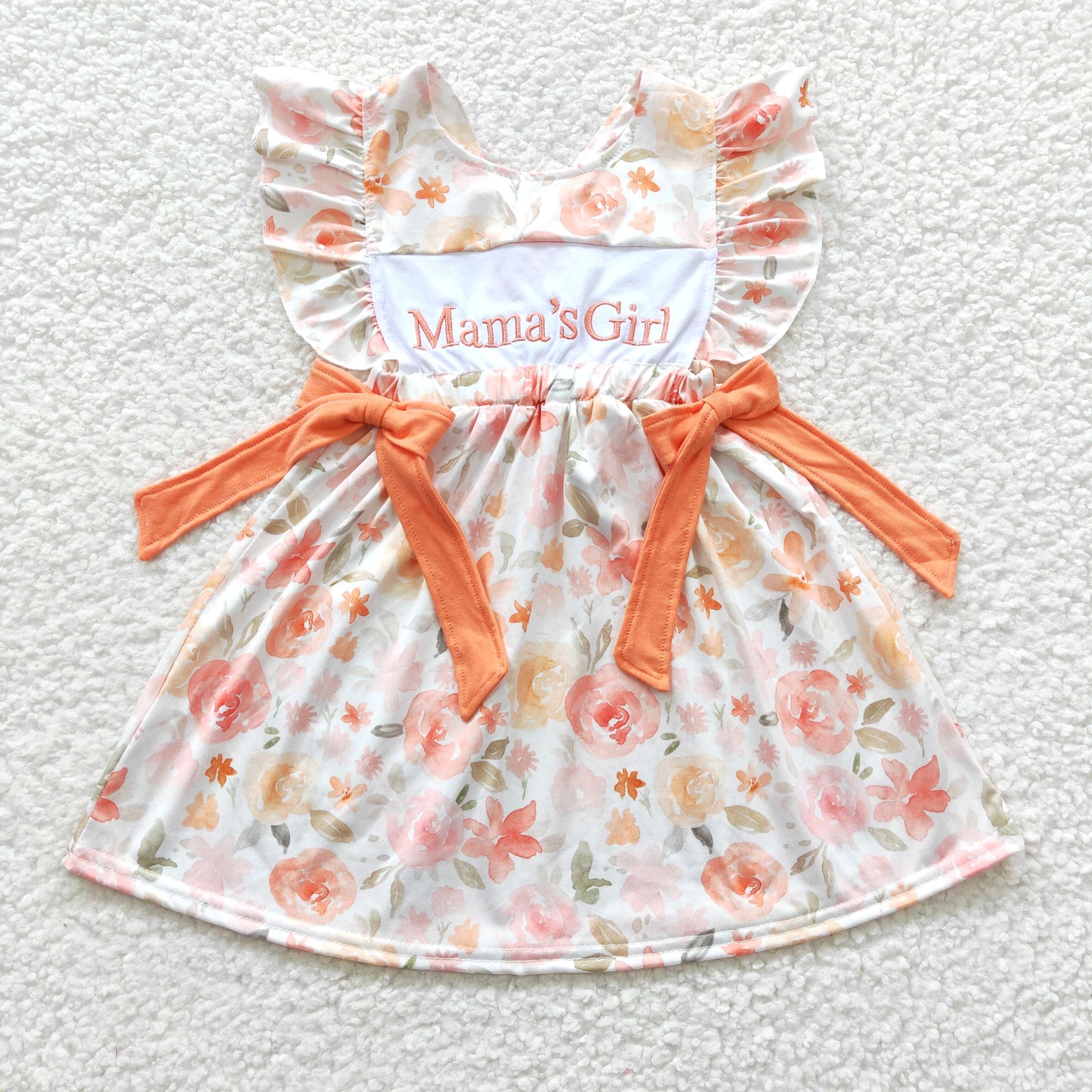 Sibling Baby Girls Mommy's Girl Orange Floral Dresses Rompers Clothes Sets