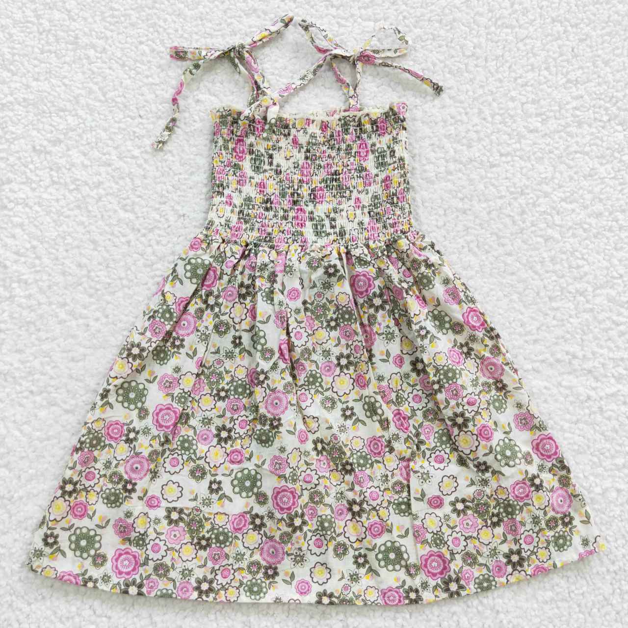 Sibling Baby Girls Strap Colorful Floral Print Knee Length Dresses