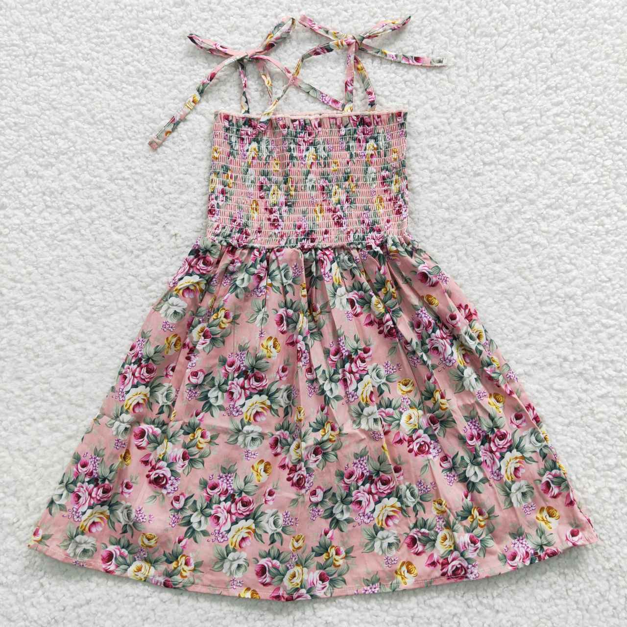 Sibling Baby Girls Strap Colorful Floral Print Knee Length Dresses