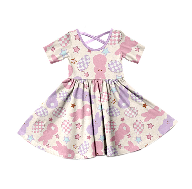 Baby Girls Lavender Rabbits Friends Easter Knee Length Dresses preorder