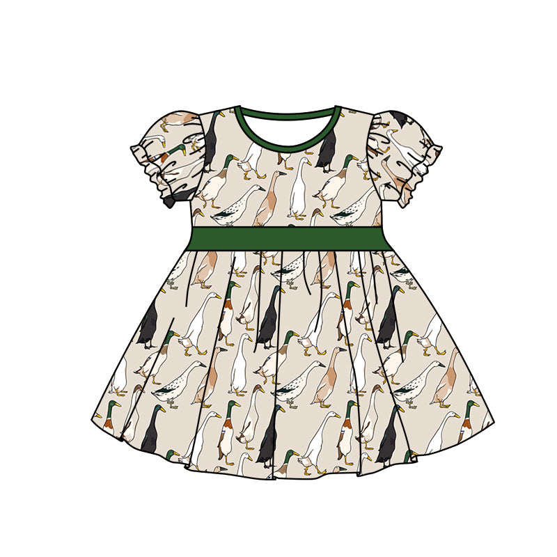 Baby Girls Duck Short Sleeve Belt Knee Length Dresses preorder